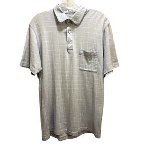 Damon Short Sleeve Striped Blue Polo Shirt Men's Large